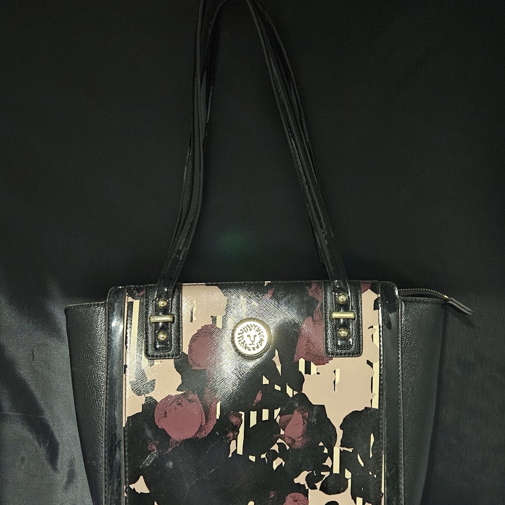 Anne Klein Black and Floral Tote Bag